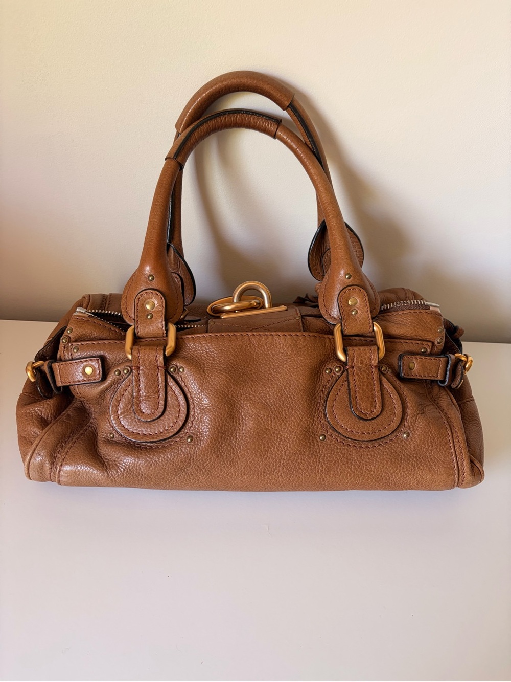 Chloe Paddington Brown Leather Satchel with Gold Padlock - Picture 3 of 11